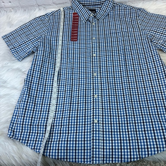NWT GAP Men’s Short Sleeve Blue Checked Button Down Shirt Size XL - Picture 8 of 8